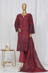 Sada Bahar Stitched 3 Piece Laser Cutwork Chikankari Vol-01 Suit-D-03-B-Maroon