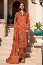 Malika By Sada Bahar Stitched 3 Piece Emb Festive Vol-05 Collection'2025-EMB-2130-Orange