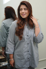 Urban Cut 2 Piece Cotton Chambray Embellished Co- Ord Set