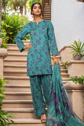 Sada Bahar Stitched 3 Piece Printed Lawn With Farshi Shalwar Suit-D-238-C.Green