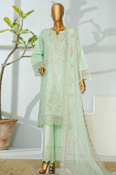 Bin Saeed Stitched 3 Piece Luxury Emb Lawn Suit-D-2706 GREEN
