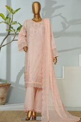 Bin Saeed Stitched 3 Piece Luxury Emb Lawn Suit-D-2709 PEACH