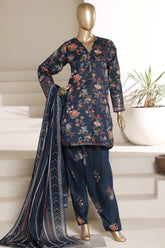 Malika By Sada Bahar Stitched 3 Piece Emb Lawn With Shalwar Suit-D-5070-BLUE