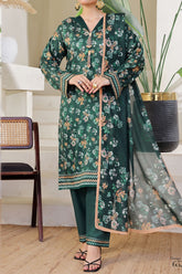 Aizal Stitched 3 Piece Printed Lawn Suit-A-P-652-GREEN