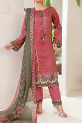Aizal Stitched 3 Piece Printed Lawn Suit-A-P-655-MAROON