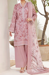 Aizal Stitched 3 Piece Printed Lawn Suit-A-P-657-T PINK