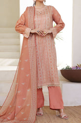 Aizal Stitched 3 Piece Printed Lawn Suit-A-P-658-ORANGE