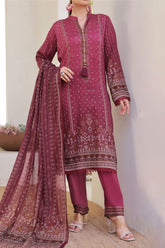 Aizal Stitched 3 Piece Printed Lawn Suit-A-P-661-MAROON