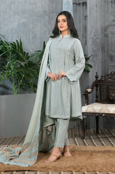 Espoir by Tawakkal Unstitched 3 Piece Leather Peach Winter Suit-E-7975