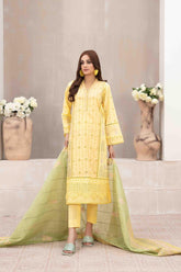 Niesha by Tawakkal Semi Stitched 3 Piece Emb Slub Lawn Suit-N-8960
