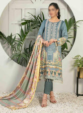Seher by Tawakkal Unstitched 3 Piece Linen Suit-S-7543-B