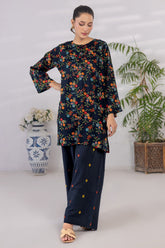 Basic Essentials By Dor Stitched Co Ords Digital Printed Cotton Collection'2025-DBEC-02-Navy Blue
