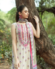 Gul Bahar By Inara Stitched 3 Piece Summer Suit-IVORY DR-02