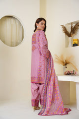 Threads & Weaves Mauve Pink Embroidered Viscose 3-Piece Suit