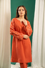 Basics By Zouj Stitched Co Ords Emb S/S Collection'2025-Rust