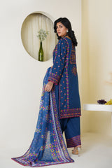 Threads & Weaves Royal Blue Embroidered Lawn 3-Piece Suit