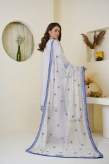 Threads & Weaves Icy Lavender & Blue Embroidered Viscose 3-Piece Suit