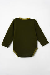 Little Bundles Stitched Kids Suit-Olive Romper Set