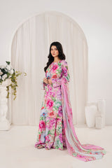 Feathers Unstitched 3 Piece Digital Printed Lawn Summer Suit-MIRZELLA-FT708