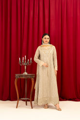 Manahils Stitched Formals K-136-Beige