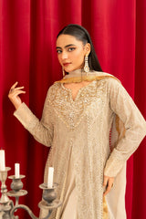 Manahils Stitched Formals K-136-Beige