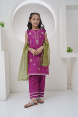 Mahroo Stitched 3 Piece Formals Kids Collection'2025-GS-EMB-002