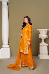 Midway Arts Stitched 3 Piece Formals Collection'2026-remium-chiffon-3-pc-gharara-dress