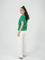 Mercato Green V Neck Shirt