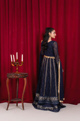 Manahils Stitched Formals B 007-Navy Blue