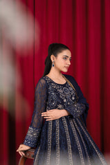 Manahils Stitched Formals B 007-Navy Blue