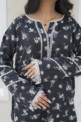 Black And White By Tehzeeb Threads Blooming Black 2-Piece Printed Cotton