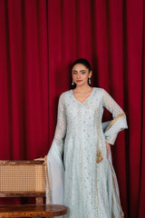 Manahils Stitched Formals Angrakha-099-Ice Blue