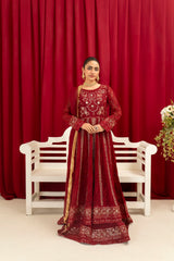 Manahils Stitched Formals B-007-Maroon
