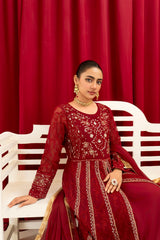 Manahils Stitched Formals B-007-Maroon