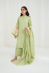 Charaghan By Qariney Stitched 3 Piece Winter Vol-02 Collection'2024-Pistachio