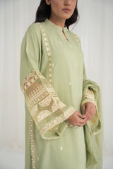 Charaghan By Qariney Stitched 3 Piece Winter Vol-02 Collection'2024-Pistachio