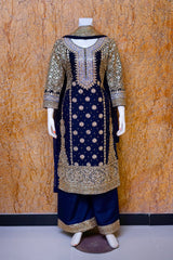 Saira Sultana Stitched 3 Piece Wedding Formals Collection-Areesh - Navy Blue