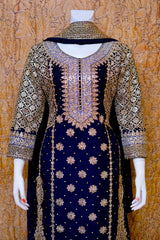 Saira Sultana Stitched 3 Piece Wedding Formals Collection-Areesh - Navy Blue