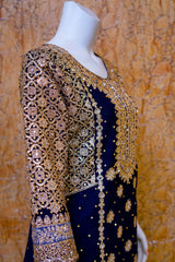Saira Sultana Stitched 3 Piece Wedding Formals Collection-Areesh - Navy Blue