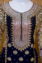 Saira Sultana Stitched 3 Piece Wedding Formals Collection-Areesh - Navy Blue