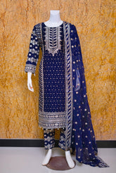 Saira Sultana Stitched 3 Piece Wedding Formals Collection-Aamna - Navy Blue