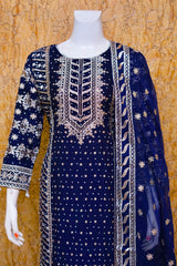 Saira Sultana Stitched 3 Piece Wedding Formals Collection-Aamna - Navy Blue
