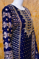 Saira Sultana Stitched 3 Piece Wedding Formals Collection-Aamna - Navy Blue