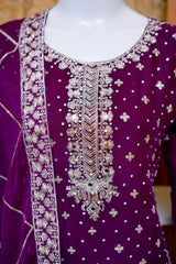Saira Sultana Stitched 3 Piece Wedding Formals Collection-Mahrosh - Plum