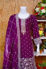 Saira Sultana Stitched 3 Piece Wedding Formals Collection-Mahrosh - Plum