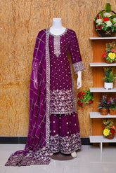 Saira Sultana Stitched 3 Piece Wedding Formals Collection-Mahrosh - Plum