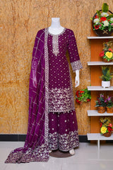 Saira Sultana Stitched 3 Piece Wedding Formals Collection-Mahrosh - Plum