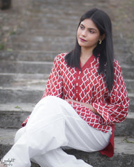 Urban Cut 2 Piece Printed Co-Ord Set - Red
