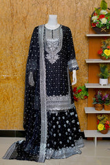 Saira Sultana Stitched 3 Piece Wedding Formals Collection-Aleena - Black
