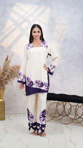Premier Essence By Neesh Stitched Co Ords Summer Suit-Fondent - 2 Piece